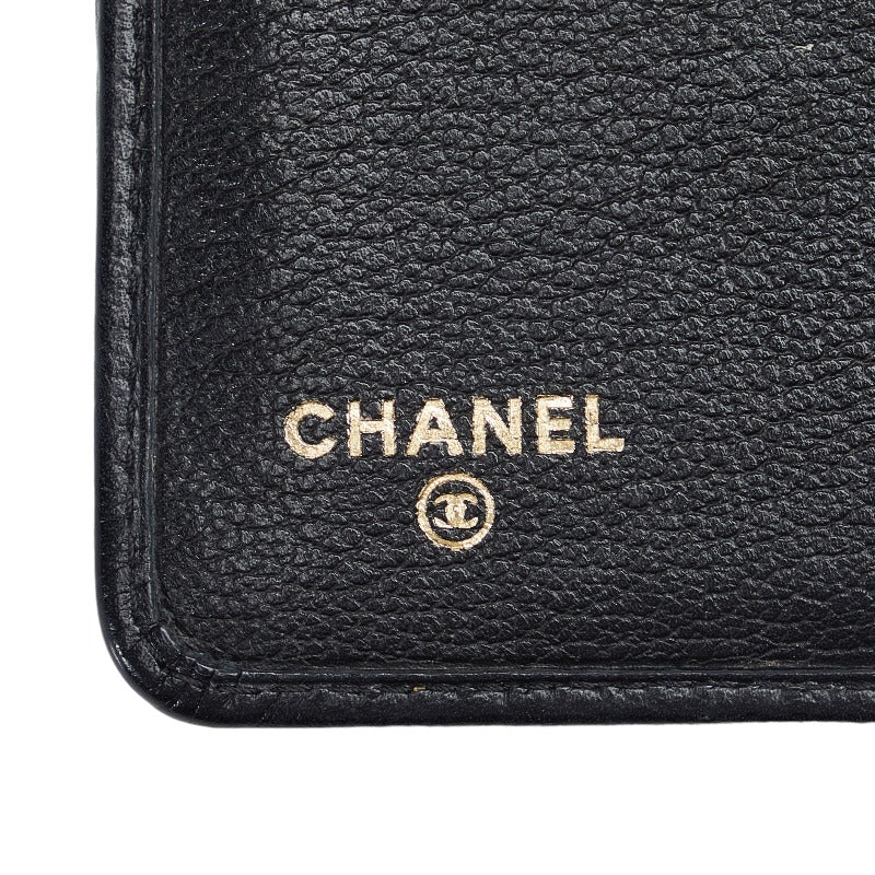 Top Quality Chanel CAMERIA COCOMARK Folding Wallet Black Leather  CHANEL