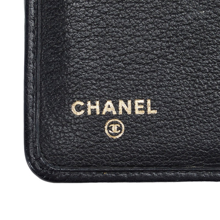 Top Quality Chanel CAMERIA COCOMARK Folding Wallet Black Leather  CHANEL