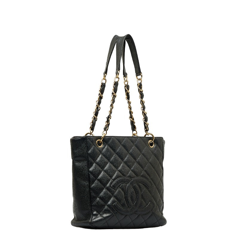 Top Quality Chanel Cocomark Mattress PT Tortoise Chain Handbag Black Gold Caviar S  CHANEL