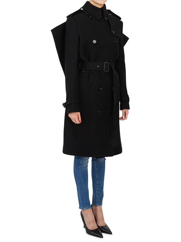 Burberry WoMen's Panel Detail Cashmere Wool Blend Trench Coat Black