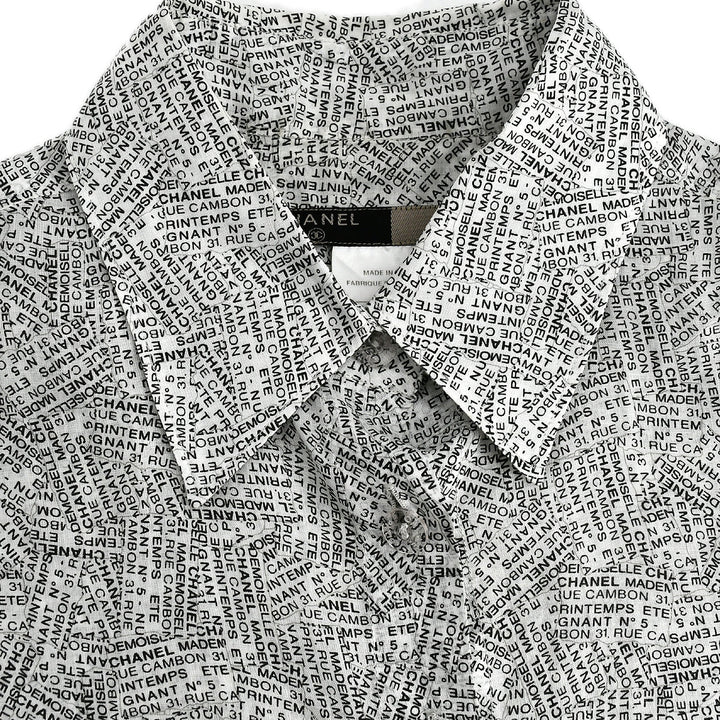 Top Quality Chanel Short Sleeve Shirt White Black 99P #36