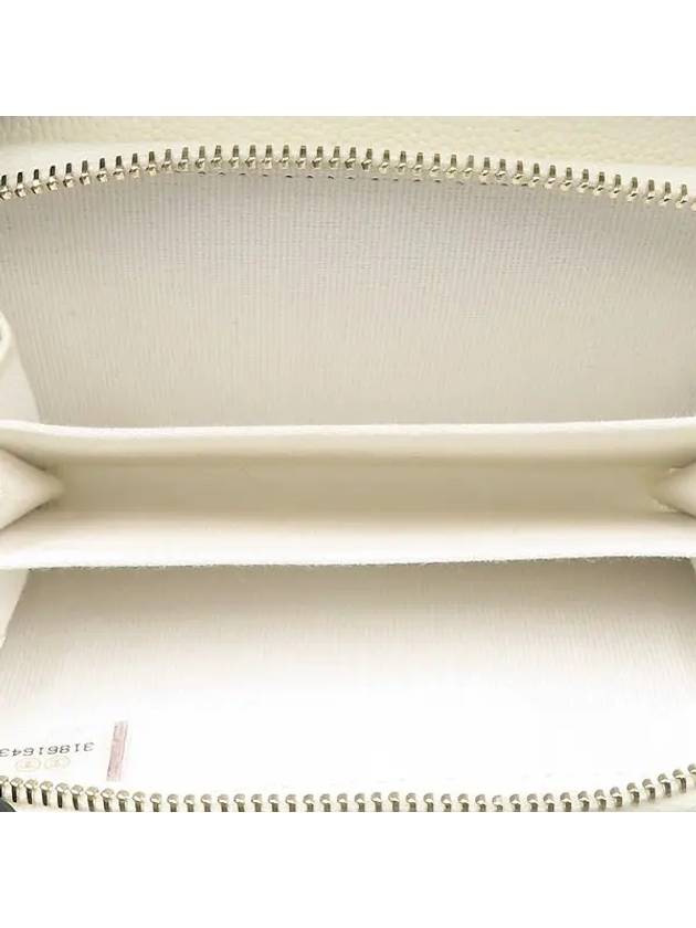 AP2569 White Color Caviar Skin Card Holder Zip Up Wallet On Chain Chanel