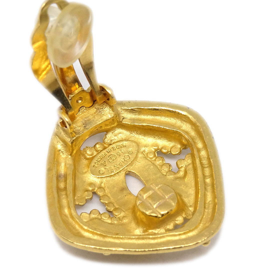 Top Quality Chanel Rhombus Earrings Clip-On Gold 96A