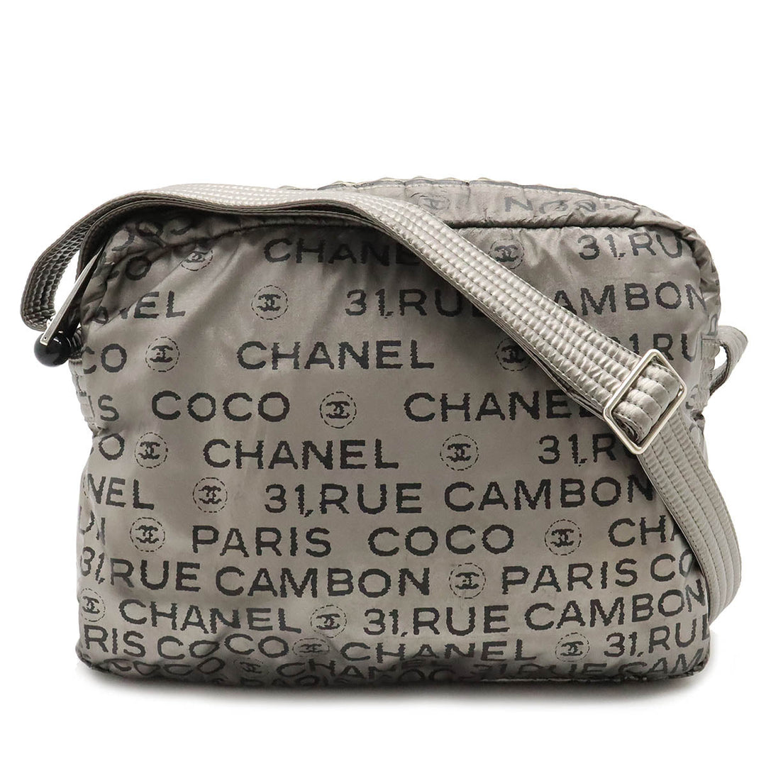 Top Quality Chanel Logo Shoulder Bag  Pochette Nylon Silver Black Silver A46531