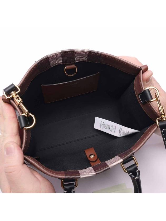 Burberry Checked Freya Leather Mini Tote Bag Brown