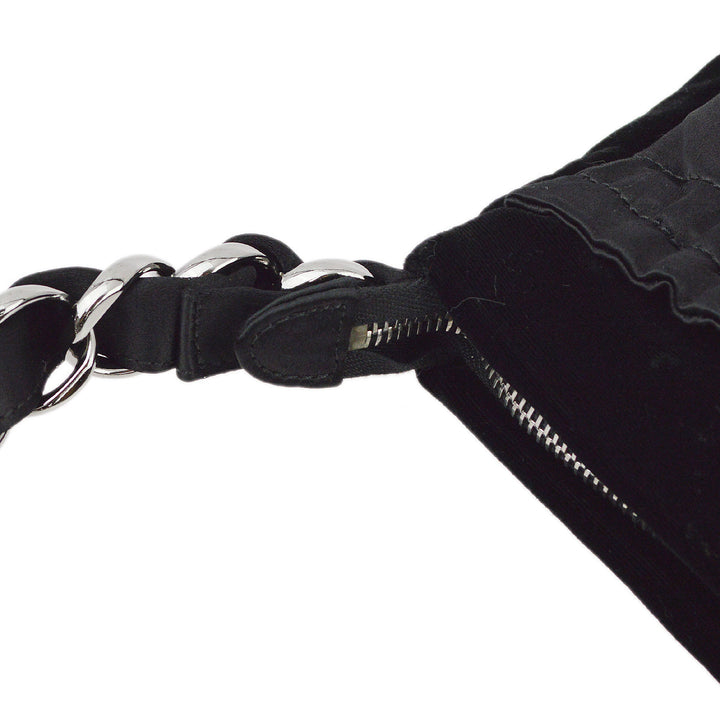 Top Quality Chanel Black Satin Chain Handbag