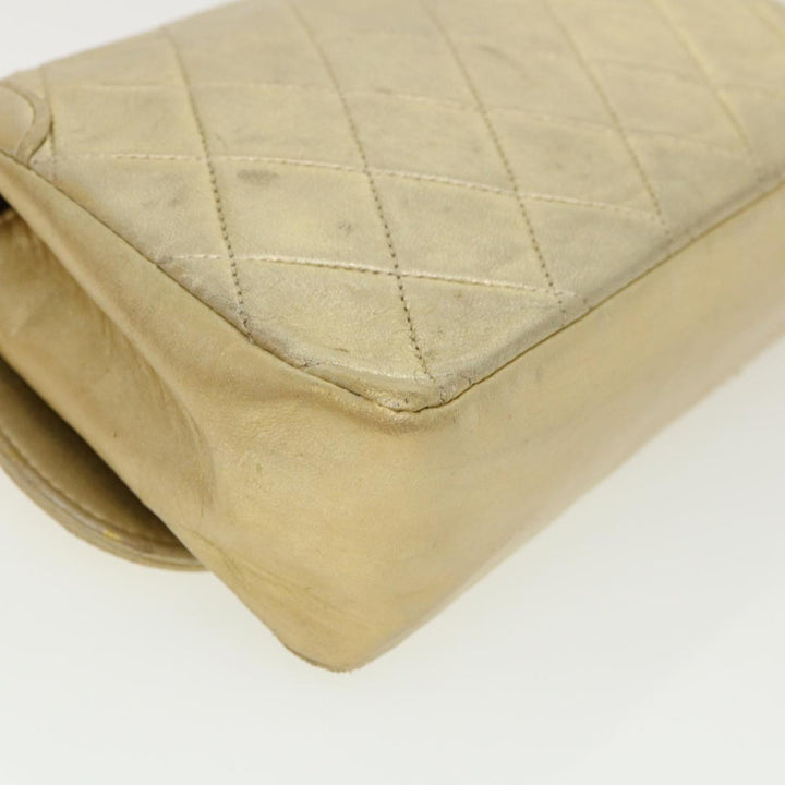 Top Quality Chanel Matelasse Turn Lock Chain Shoulder Bag Lamb Skin Gold CC Auth 31382A