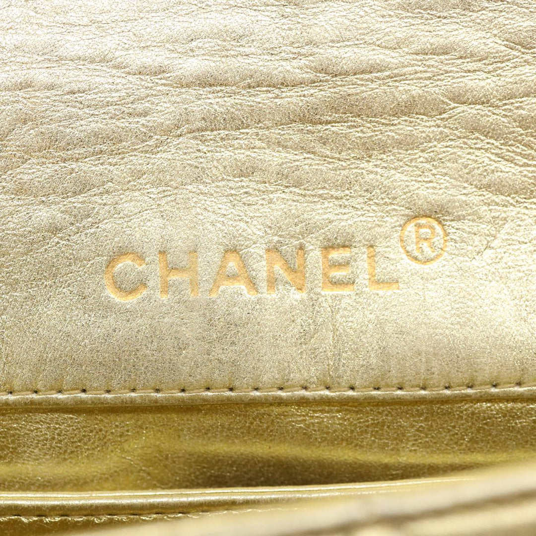 Top Quality Chanel Matelasse Turn Lock Chain Shoulder Bag Lamb Skin Gold CC Auth 31382A