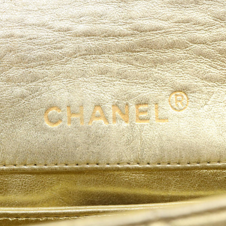 Top Quality Chanel Matelasse Turn Lock Chain Shoulder Bag Lamb Skin Gold CC Auth 31382A