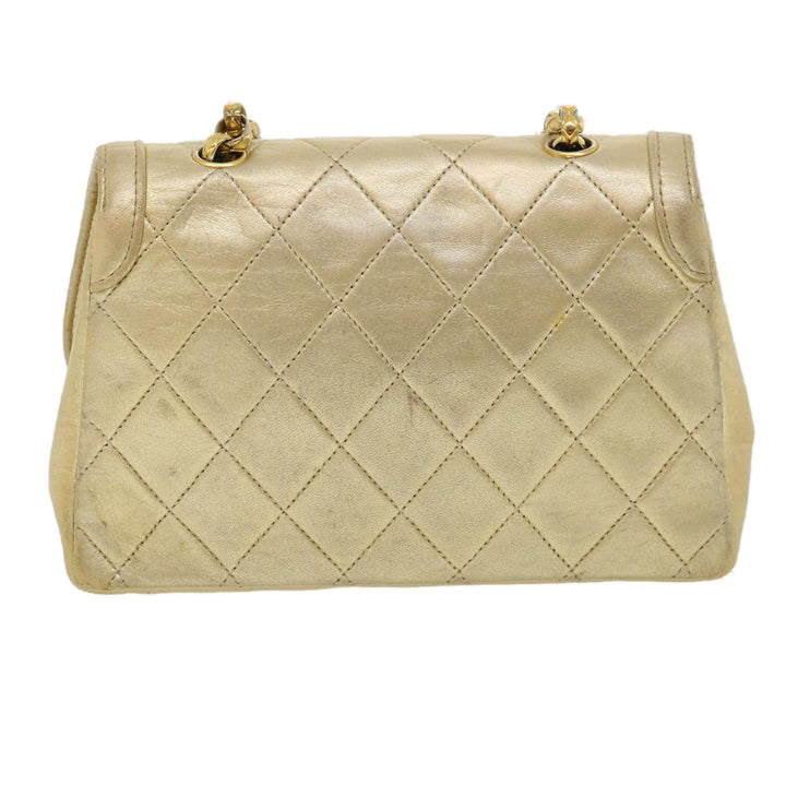 Top Quality Chanel Matelasse Turn Lock Chain Shoulder Bag Lamb Skin Gold CC Auth 31382A