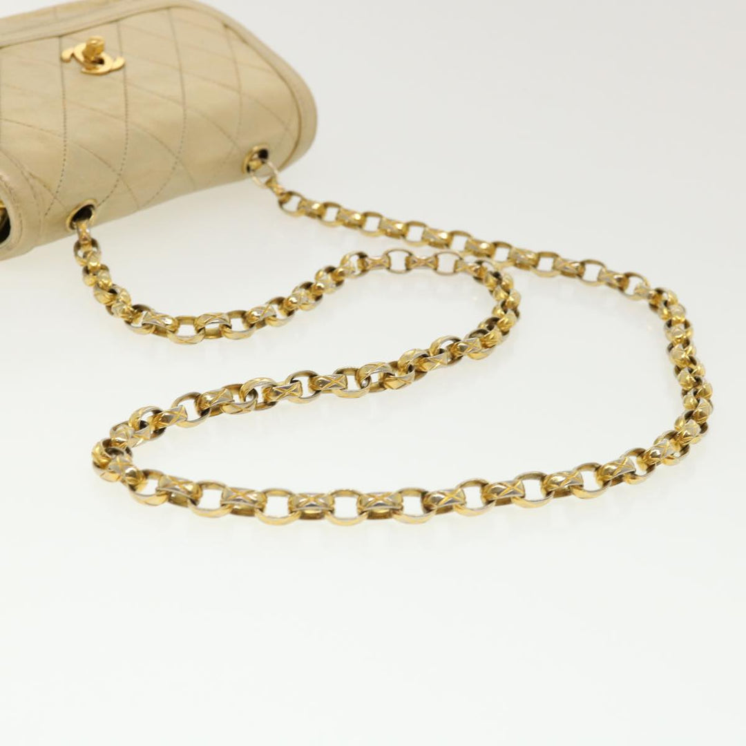 Top Quality Chanel Matelasse Turn Lock Chain Shoulder Bag Lamb Skin Gold CC Auth 31382A
