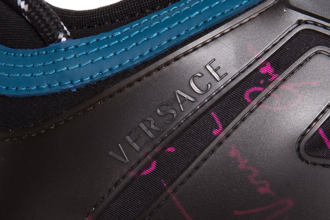Versace Black & Blue Suede Sneakers SZ 7.5