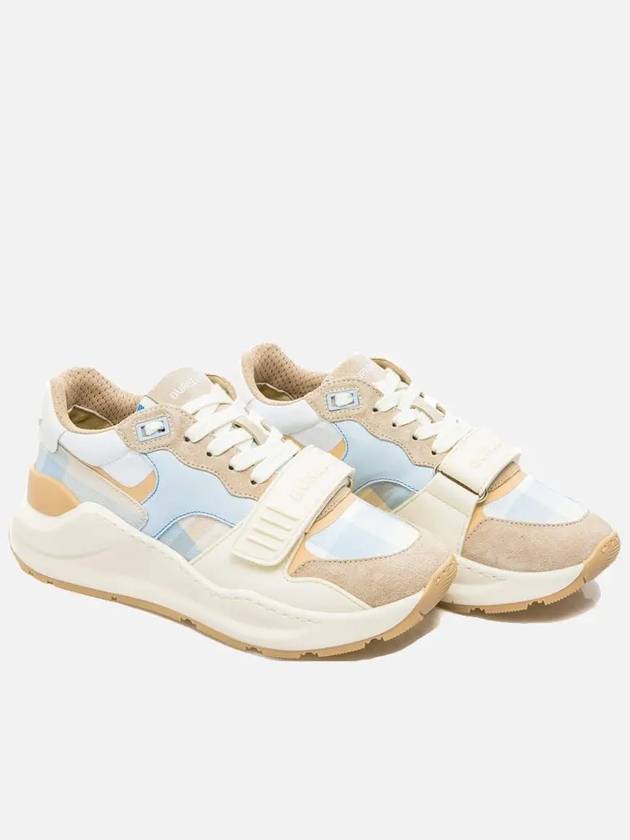 Top Quality Burberry Checked Suede Leather Low Top Sneakers Soft Blue