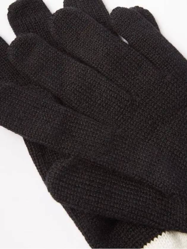 Burberry Logo Two-Tone Cashmere Gloves White Black