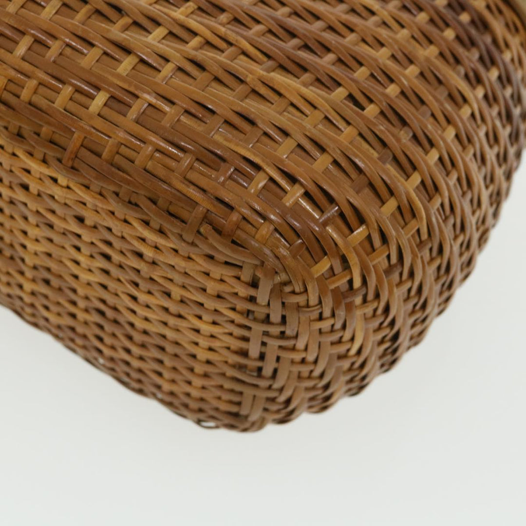 Top Quality Chanel Basket Chain Shoulder Bag Leather rattan Brown CC Auth 31896A