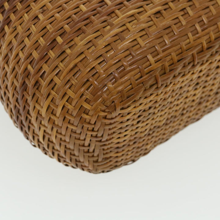 Top Quality Chanel Basket Chain Shoulder Bag Leather rattan Brown CC Auth 31896A