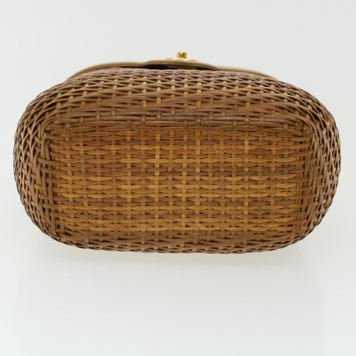 Top Quality Chanel Basket Chain Shoulder Bag Leather rattan Brown CC Auth 31896A