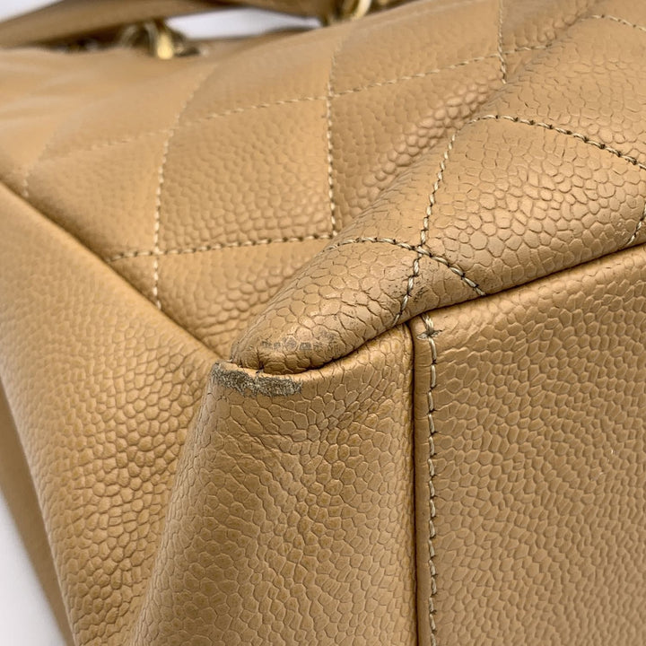 Chanel Beige Quilted Caviar Leather Gst Grand Shopping Tote Bag