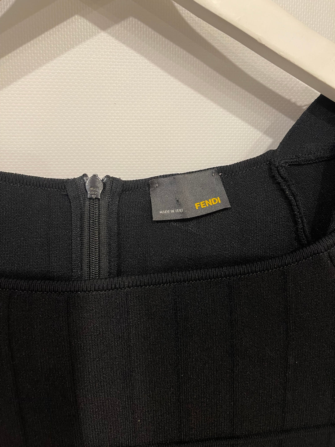 Top quality Fendi Black Short Sleeve Top with Ribbed Details Size IT 38 (UK 6)