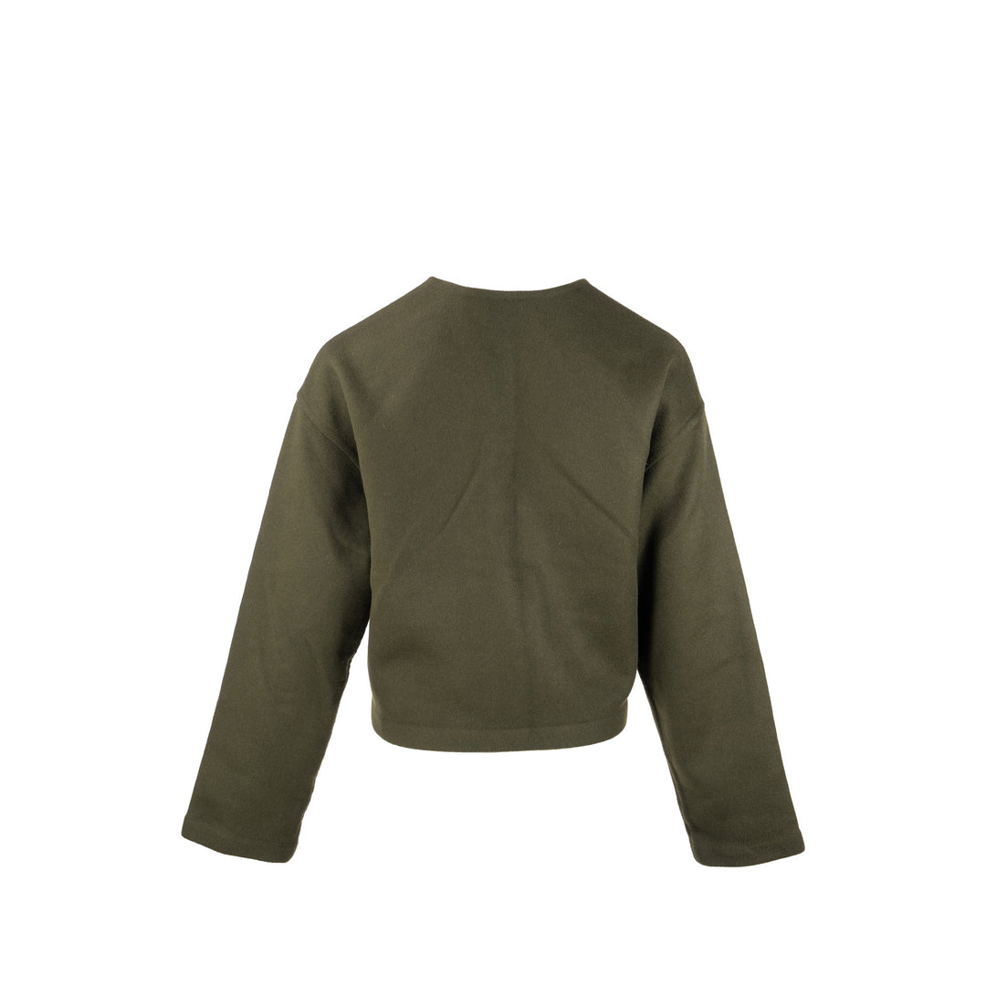 Celine Size 34 Cashmere Jacket With Gold Button Kahki