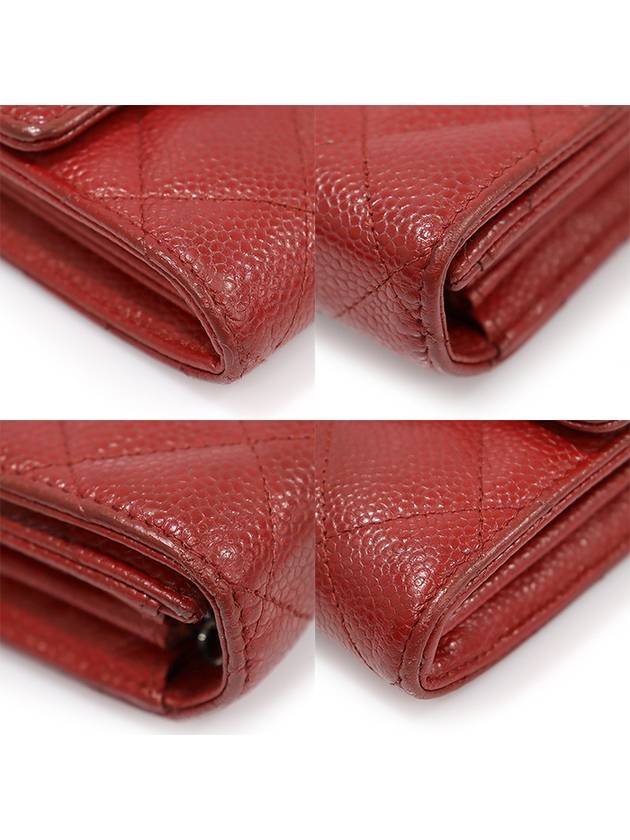 A50096 Red Caviar Silver CC Logo Classic Timeless Flap Long Wallet 21st Chanel