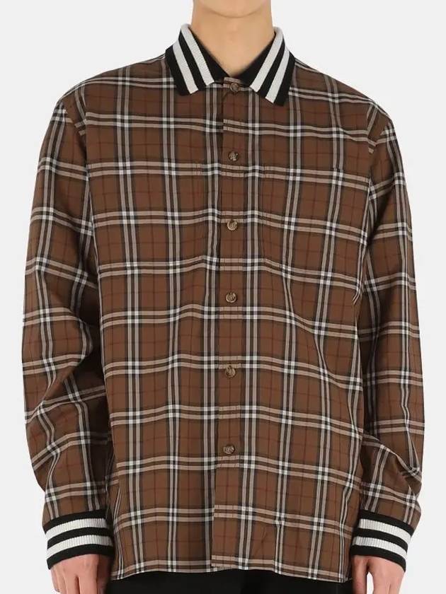 Burberry Collar Check Long Sleeve Shirt Brown