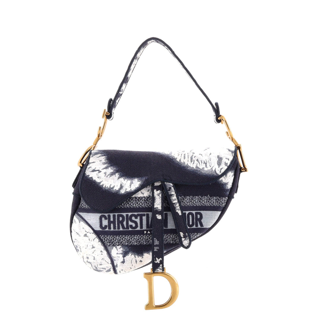 Top quality Dior Saddle Bag Tie Dye Embroidered Canvas Medium
