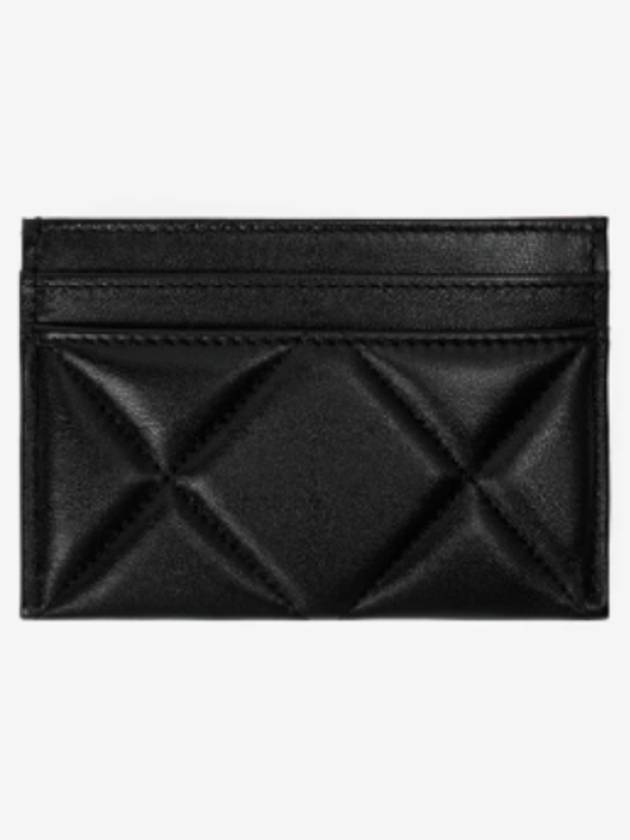 19 Gold Chain Logo Quilted Lambskin Card Wallet Black Chanel