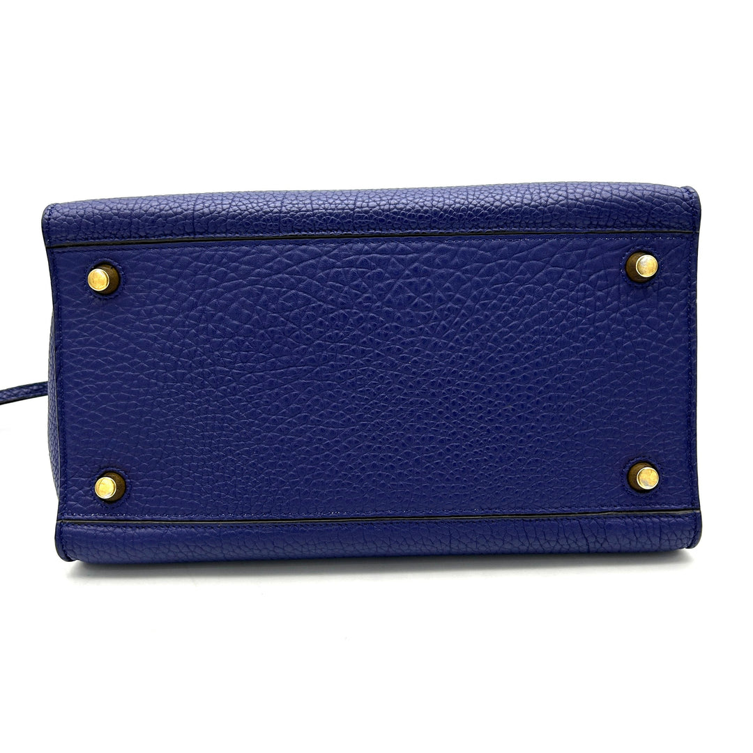 Céline Borsa a mano in pelle con anello piccolo Celine blu LA31565