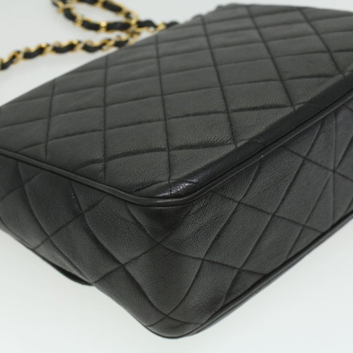 Chanel Big Matelasse Turn Lock Shoulder Bag Caviar Skin Black CC Auth 32155A