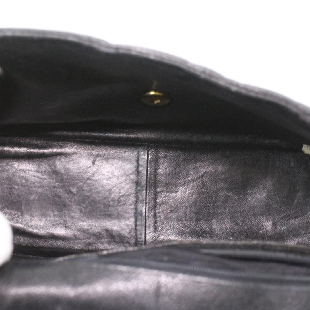 Chanel Big Matelasse Turn Lock Shoulder Bag Caviar Skin Black CC Auth 32155A