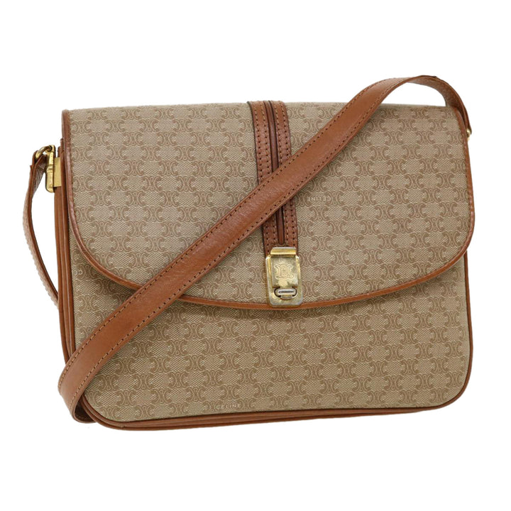 Celine Macadam Canvas Shoulder Bag Beige  32455