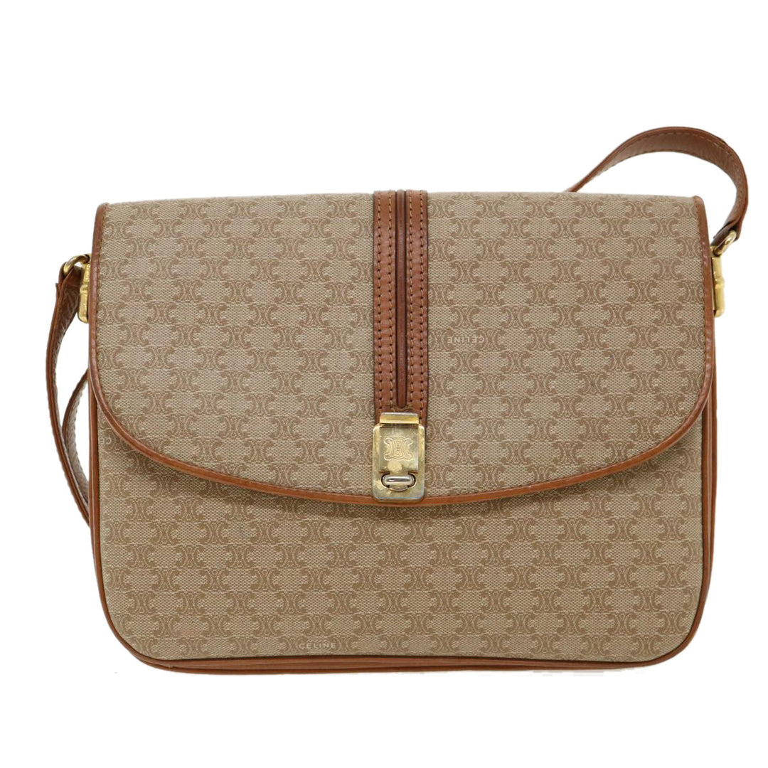 Celine Macadam Canvas Shoulder Bag Beige  32455