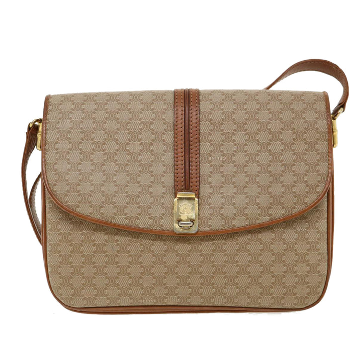 Celine Macadam Canvas Shoulder Bag Beige  32455