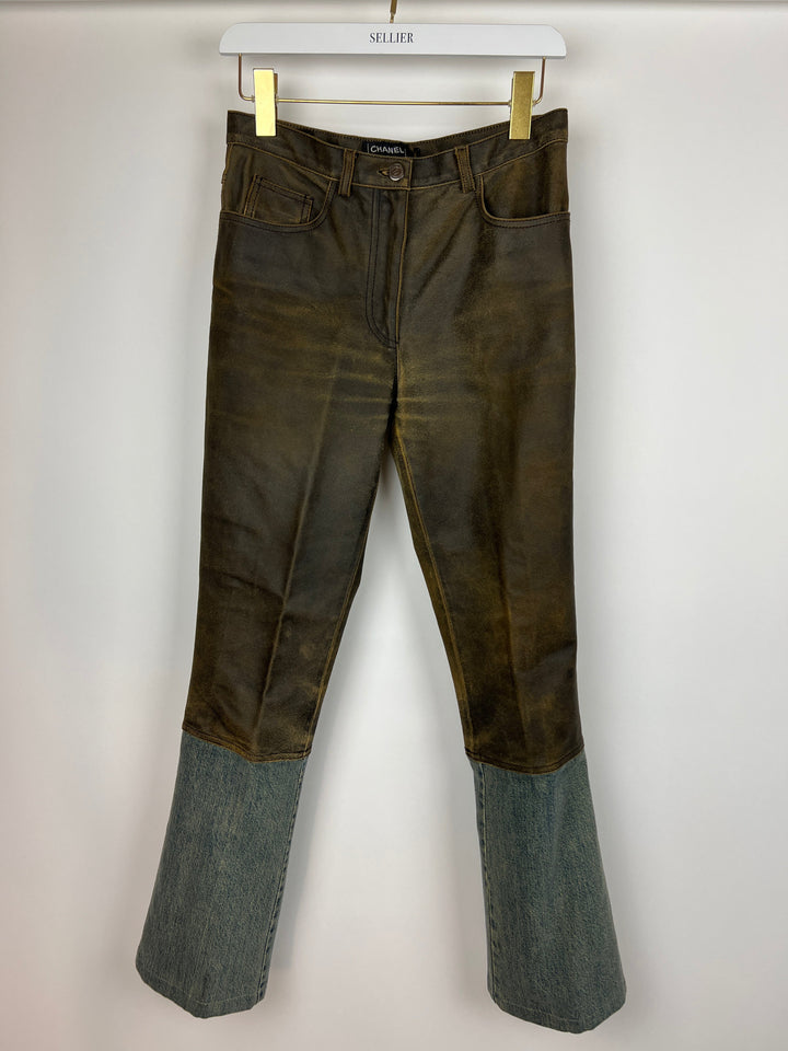 Top Quality Chanel 00/A Brown Panelled Denim Jeans Size FR 38 (UK 10)