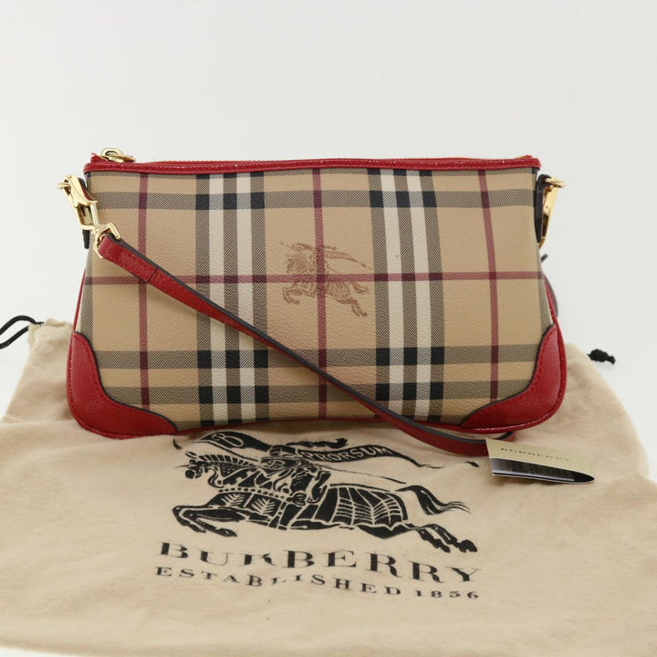 Burberry Nova Check Shoulder Bag PVC Leather bright rose 3910756 Auth 32762A