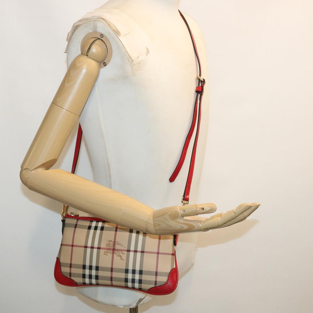 Burberry Nova Check Shoulder Bag PVC Leather bright rose 3910756 Auth 32762A