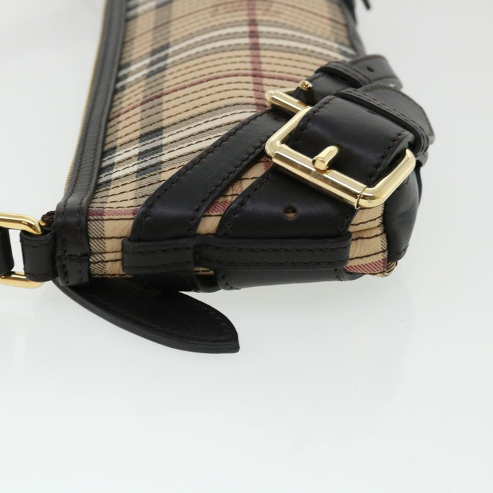Burberry Nova Check Shoulder Bag Canvas Leather Beige Auth 32763A