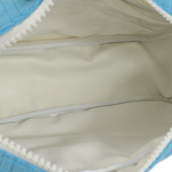 Top Quality Chanel Light Blue Cotton Straight Flap Acrylic Chain Handbag