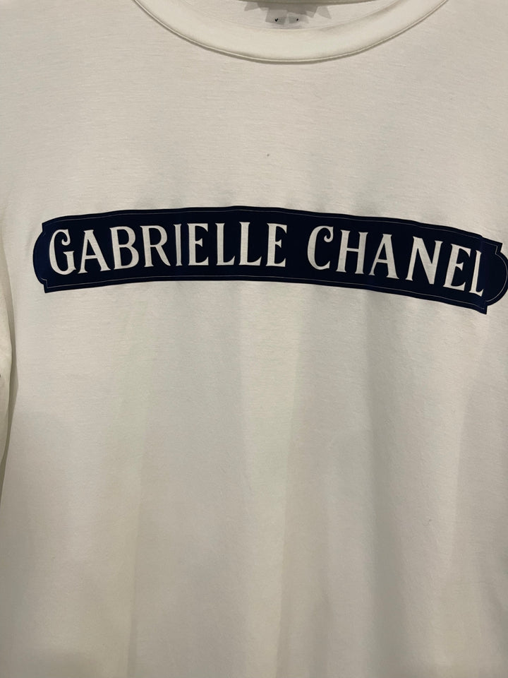 Top Quality Chanel White Short Sleeve Top with Gabrielle Top Quality Chanel Logo Size FR 38 (UK 10)