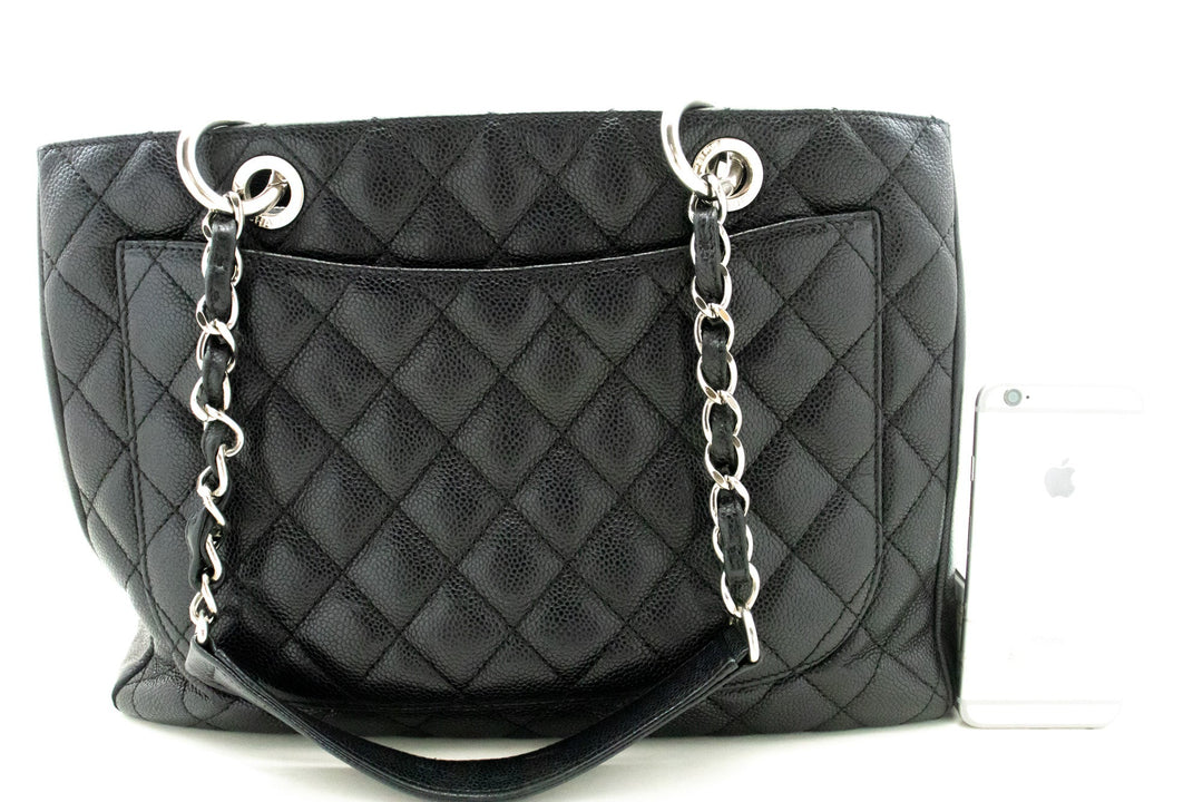 Chanel Caviar GST 13" Grand Shopping Tote Chain Shoulder Bag Black