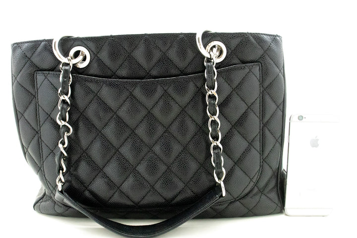 Chanel Caviar GST 13" Grand Shopping Tote Chain Shoulder Bag Black