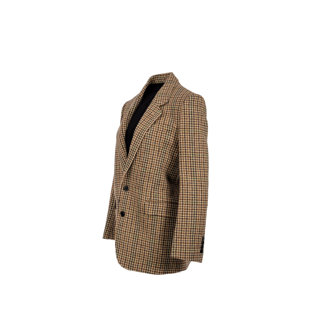 Top Quality Celine Size 34 Classic Jacket In Checked Wool Brown/Green Multicolour