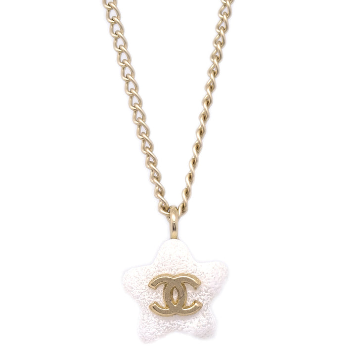 Top Quality Chanel Star Chain Necklace Pendant White 03A