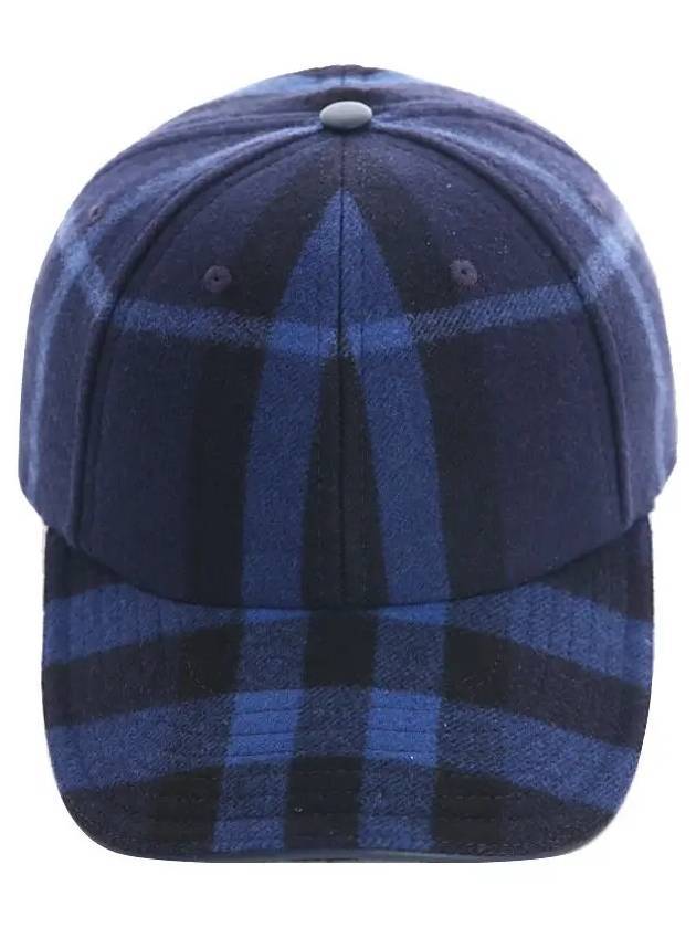 Burberry Check Pattern Wool Ball Cap Blue