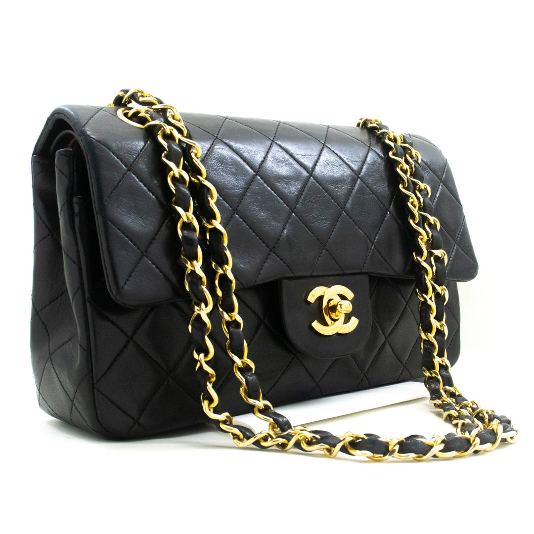 Top Quality Chanel Classic Double New 9" Chain Shoulder Bag Black Lambskin