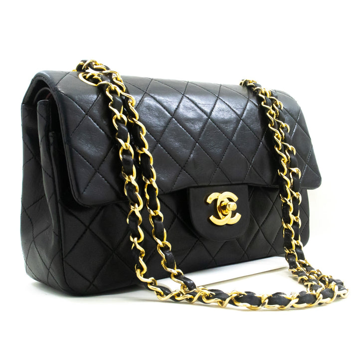 Top Quality Chanel Classic Double New 9" Chain Shoulder Bag Black Lambskin