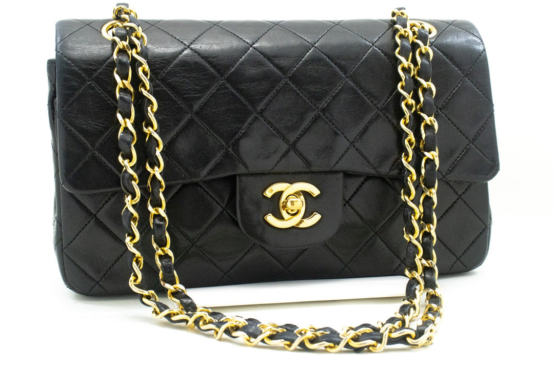 Top Quality Chanel Classic Double New 9" Chain Shoulder Bag Black Lambskin