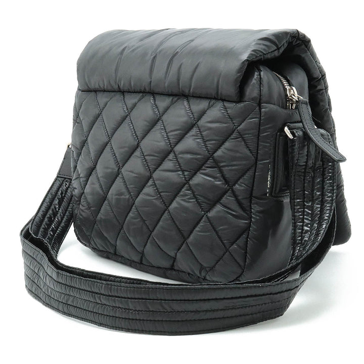 Top Quality Chanel Top Quality Chanel Coconut Mattress Small Messenger Shoulder Bag Sloping Nylon Black Black Silver Gold A48616