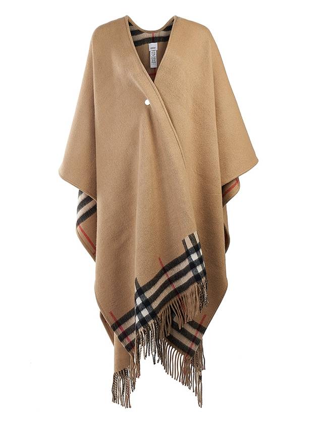 Burberry Reversible Check Wool Cashmere Cape Beige